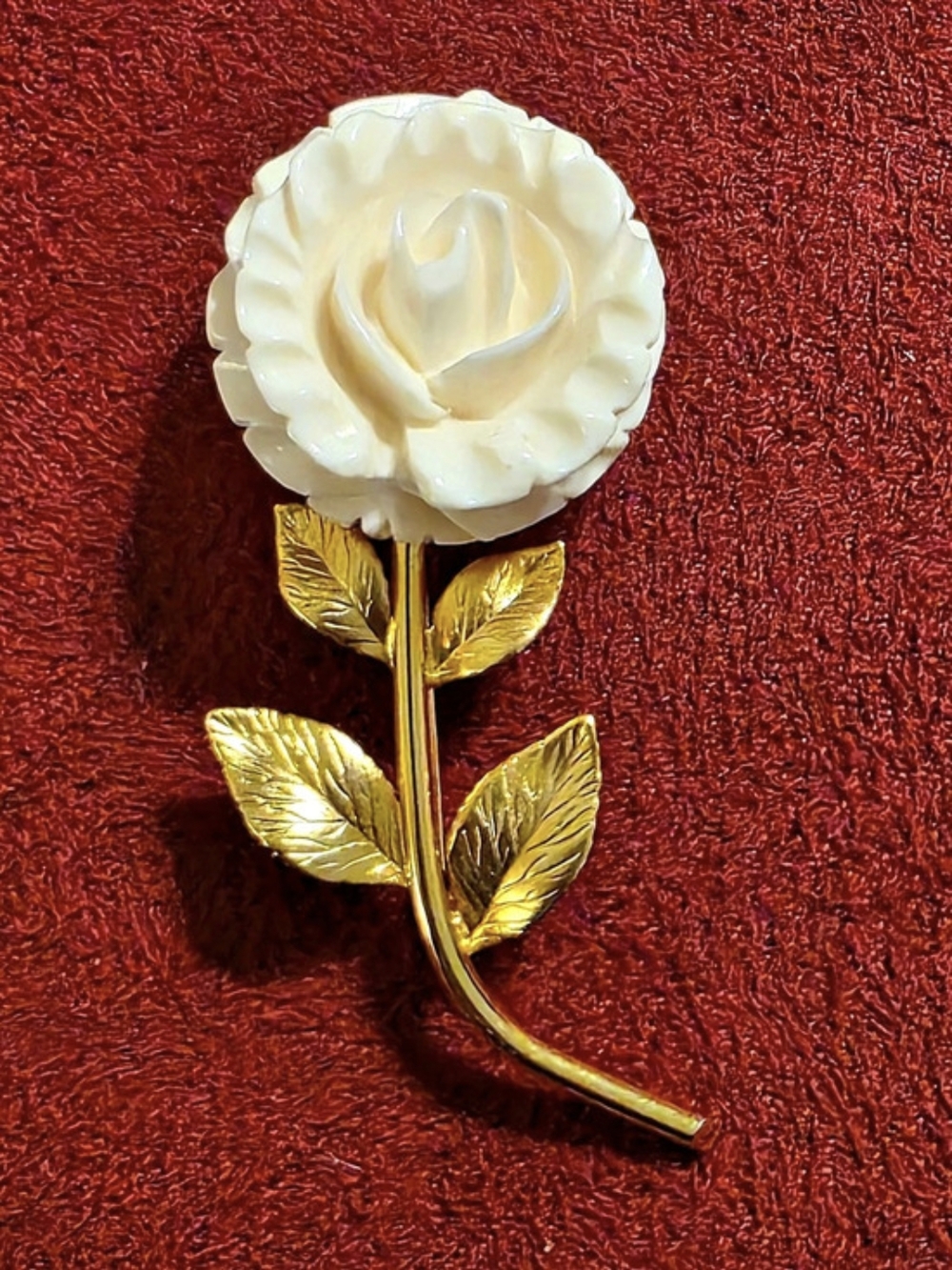 Karen Lynne (K.L.) 12K Gold Filled carved rose Brooch/Pin
